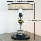 Table lamp with dimensions labeled on a white background