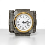 Decorative clock with Roman numeral face on a white background