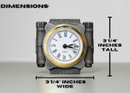 Clock with dimensions labeled on a gray background