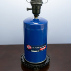 Unique STP oil filter lamp handcrafted from genuine automotive components.