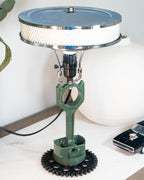 One of a kind piston lamp handcrafted from real engine parts with custom color options.
