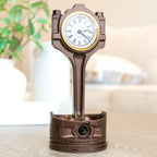Ford piston clock made from an authentic engine piston with integrated clock face.