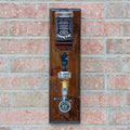 Wall mounted Jack Daniels liquor dispenser with precision shot pour and glossy epoxy finished wood backing.