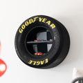 NASCAR tire wall shelf made from real race used Goodyear Eagle tire with built in display shelves.