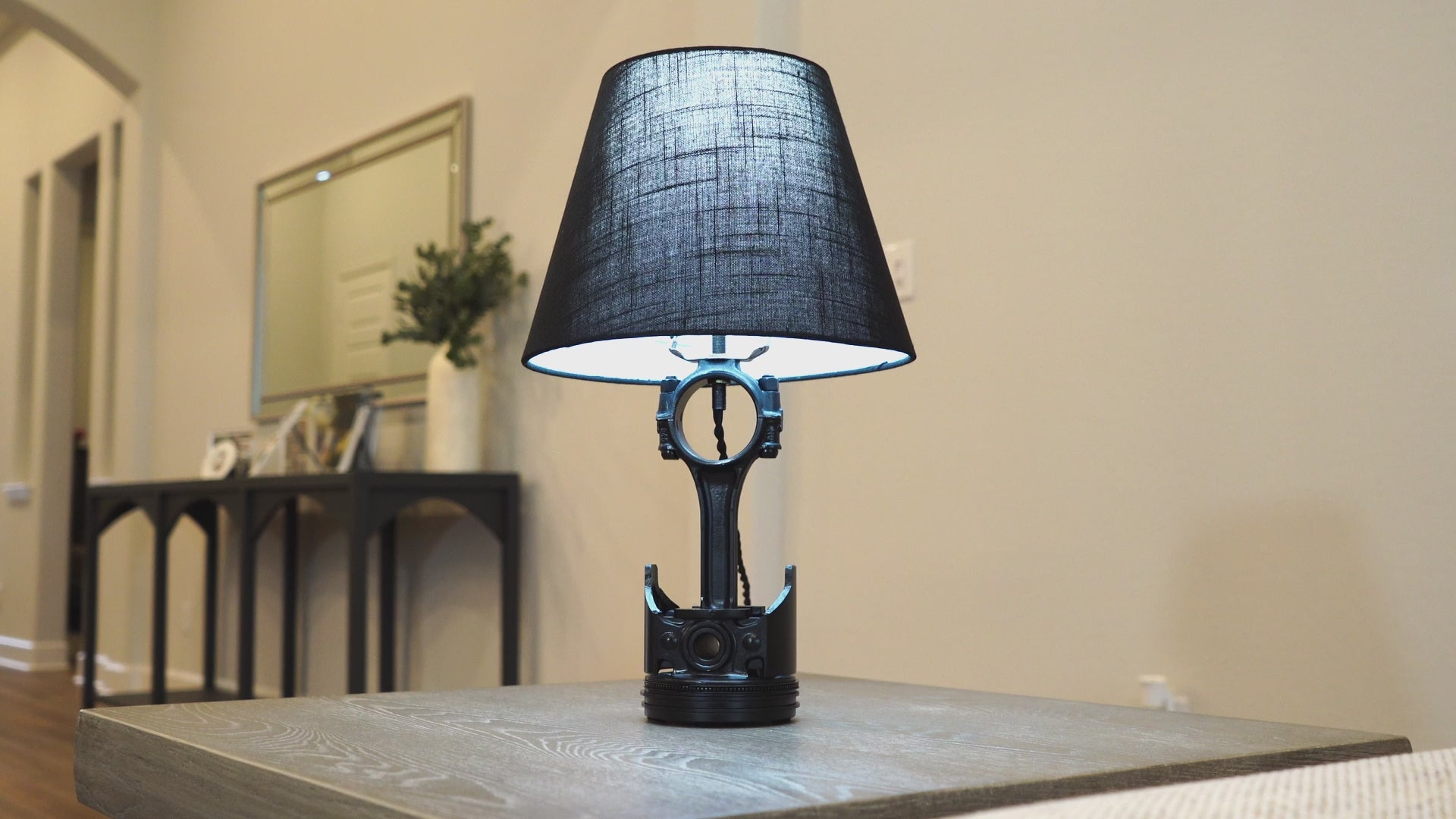 Automotive piston lamp designed for home decor, offering a tasteful balance of car-inspired style and functional lighting.