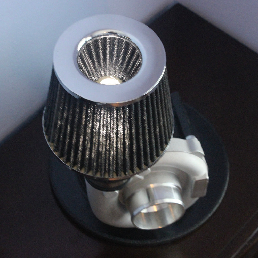 Custom turbocharger lamp made from real car parts, offering durable metal construction and authentic automotive lighting design.