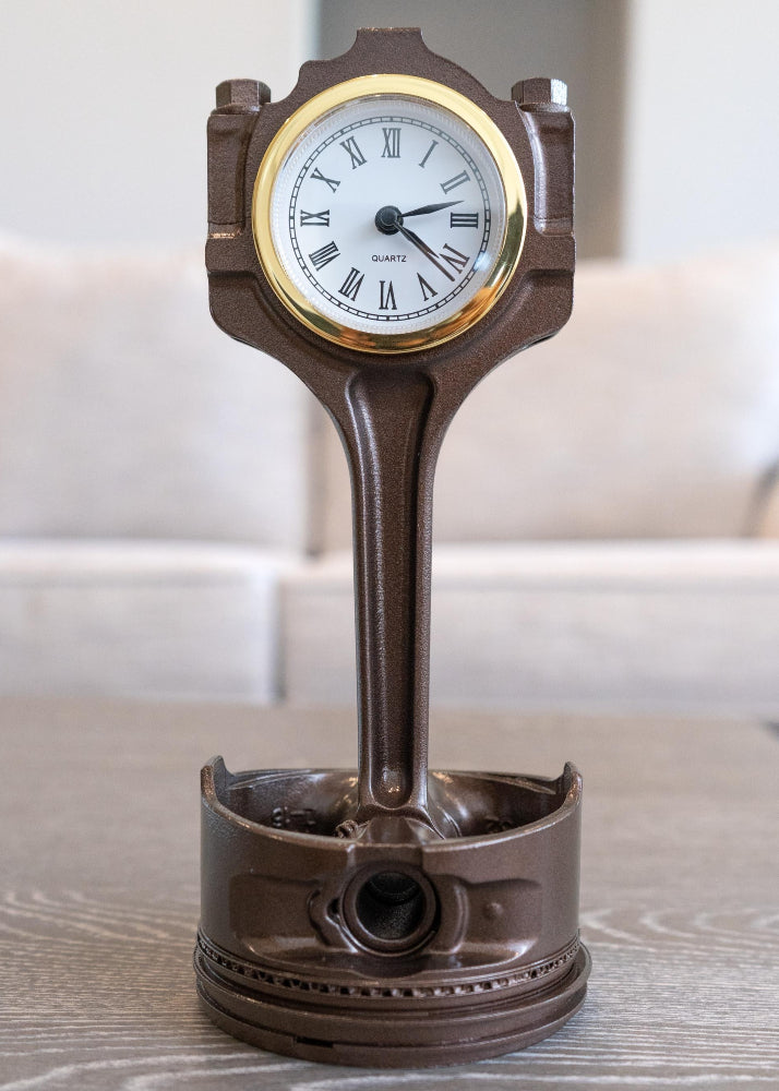 unique Ford piston clock handcrafted from authentic engine parts.