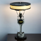 great gift for car guy. Ford piston lamp handcrafted from real car parts, combining automotive craftsmanship with functional lighting.